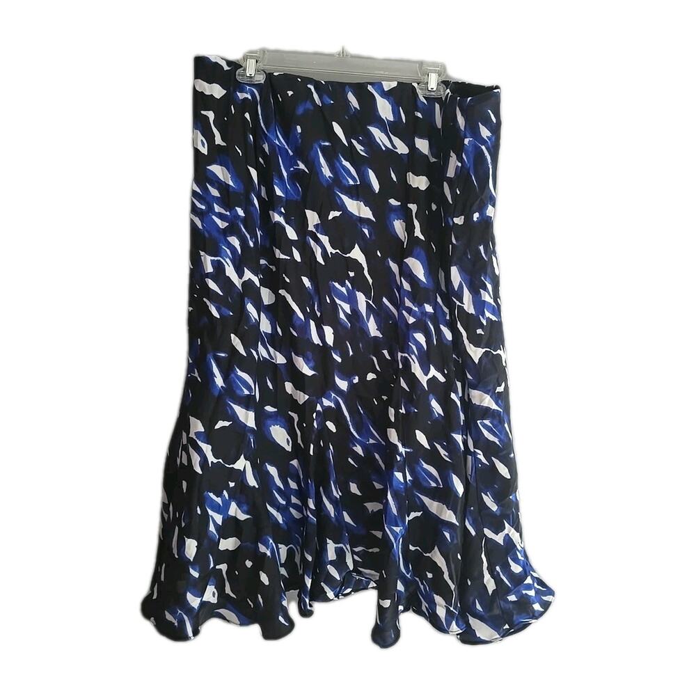 Cato Black Blue Abstract Flowy Ruffle Hem A-Line Skirt‎ Womans Plus Size 22/24W
